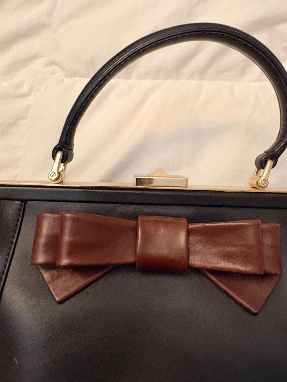 Kate Spade Cricket Street Small Emilia Hand Bag Bow Black Leather